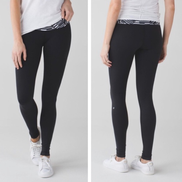 Lululemon Wunder Under Pant 3 Black/White Size 4 - Picture 1 of 9